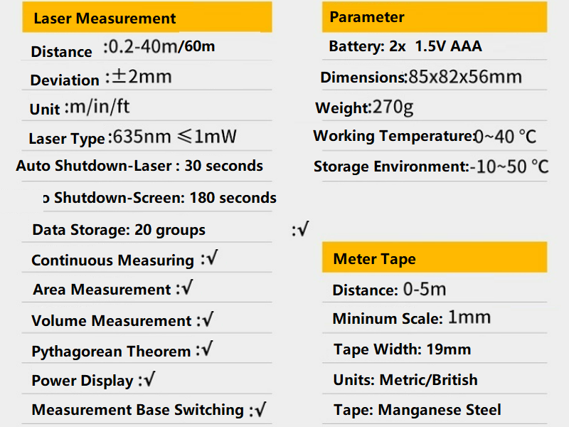Multi-Functional Laser Tape Meter