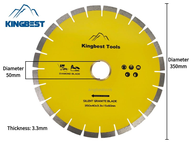 Diamond Big Saw Blades CNC Cutting Blades Stone Blades Standard and Silent Big Cutting Discs for Porcelain/Sintered Stone/Dekton/Marble/Granite/Quartz 14inch 350mm