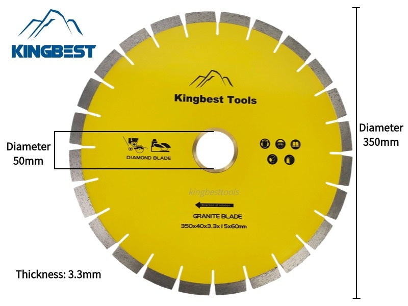 Diamond Big Saw Blades CNC Cutting Blades Stone Blades Standard and Silent Big Cutting Discs for Porcelain/Sintered Stone/Dekton/Marble/Granite/Quartz 14inch 350mm