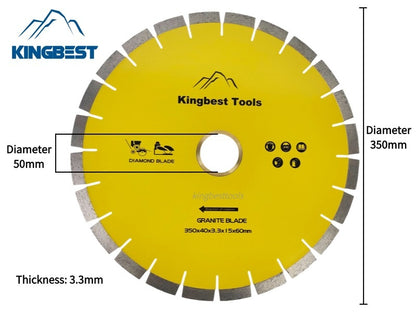 Diamond Big Saw Blades CNC Cutting Blades Stone Blades Standard and Silent Big Cutting Discs for Porcelain/Sintered Stone/Dekton/Marble/Granite/Quartz 14inch 350mm