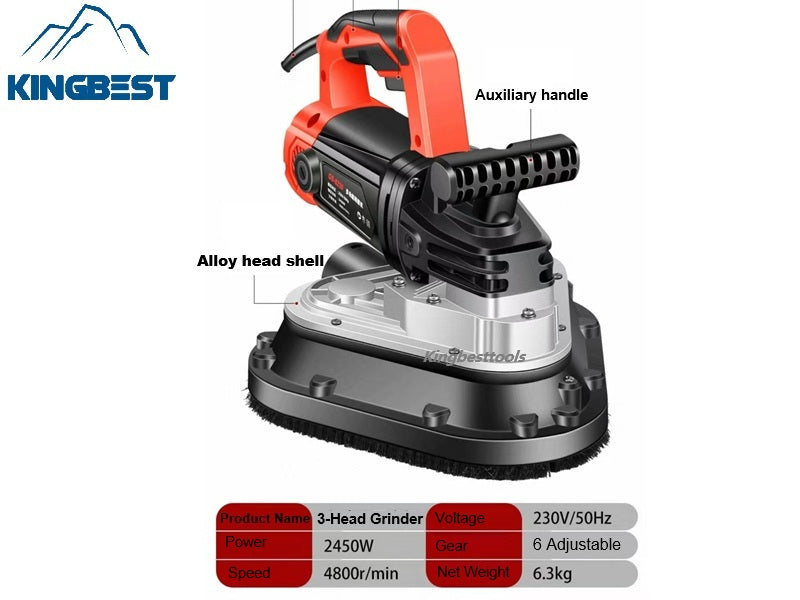 Promotion! 3-Head Floor Grinder Concrete Cement Floor Grinder Terrazzo Grinding polisher Six-Speed Dust-free Machine for Floor Renovation Grinder Free Shipping