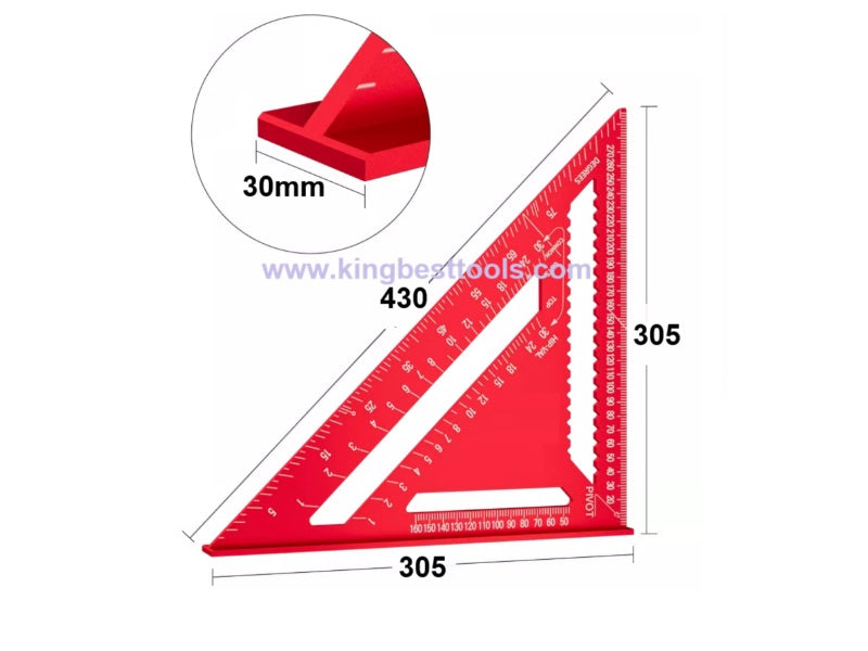 12inch Multifunctional Aluminum Triangle Ruler 90 Degree Right Angle Ruler 45 Degree Angle Ruler High Precision