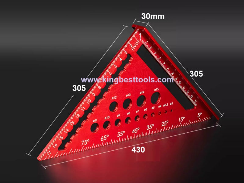 12inch Multifunctional Aluminum Triangle Ruler 90 Degree Right Angle Ruler 45 Degree Angle Ruler High Precision