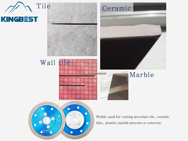 Blue Diamond Cutting Blades with Flange for Marble Ceramic Turbo Saw Blade for Porcelain Sintered Stone Dekton Tile Cutting Disc