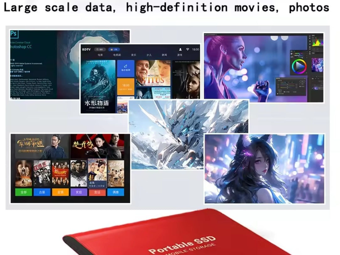 Portable Storage Mobile Storage Portable SSD External Hard Drive High Speed Solid Disk for All Devices Free Shipping