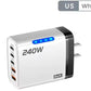 5 in 1 GaN USD Type C Desktop Charger 240W Fast Charger Phone Adapter 10A Type C Cable for Iphone Samsung US Plug Charger Free Shipping