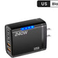 5 in 1 GaN USD Type C Desktop Charger 240W Fast Charger Phone Adapter 10A Type C Cable for Iphone Samsung US Plug Charger Free Shipping