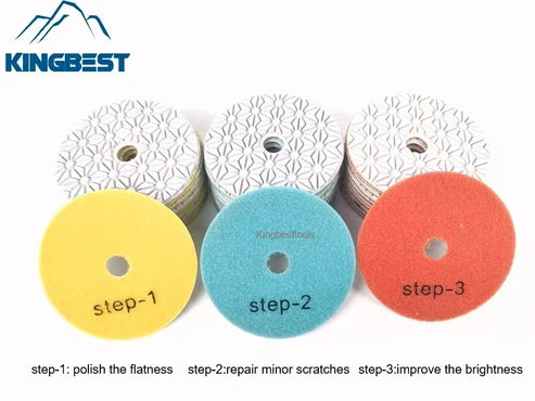 3pcs Wet Polishing Pads Diamond Wet Pads 80mm 100mm