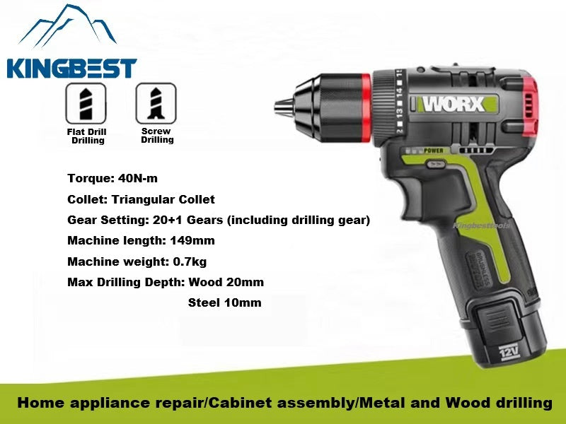 WORX 130X Cordless Screw Driver Drill Brushless Motor Drill Free Shipping Cost
