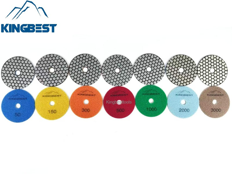 7pcs Dry Polishing Pads for Granite Marble Quartzite and Other Surface Polishing 100mm (3 sets a pack) - Free Shipping