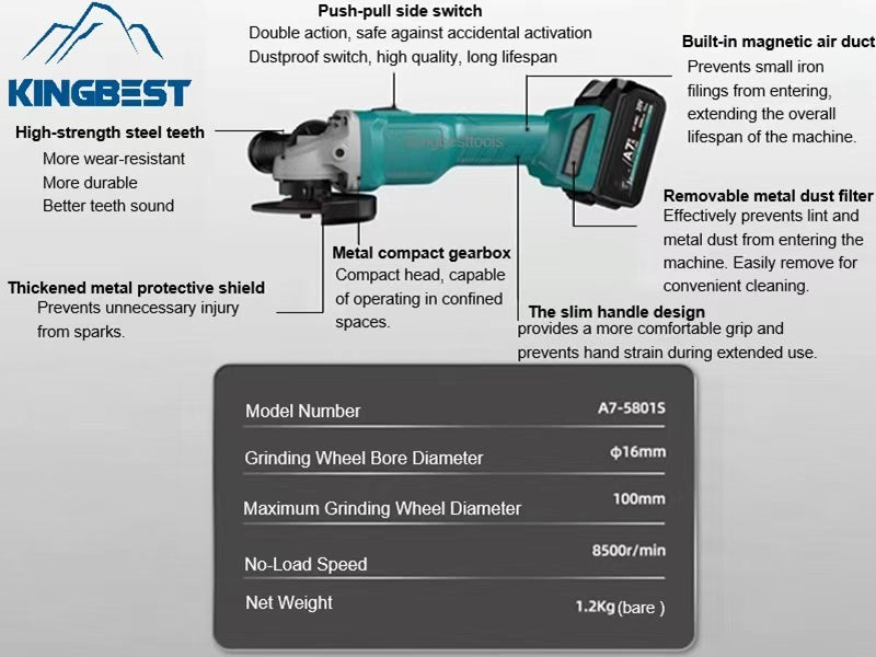 Cordless Angle Grinder Portable Lithium Battery Angle Grinder Grinding Tools Industrial Cutter  Free shipping