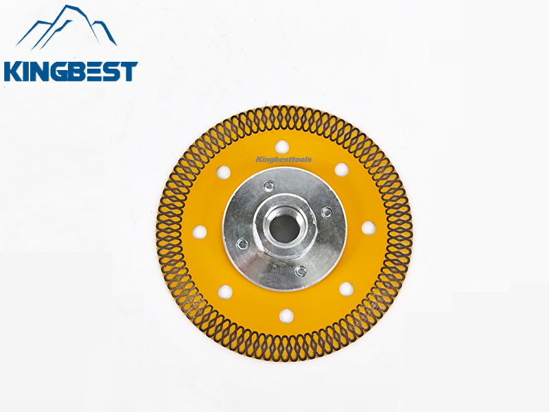 Yellow Diamond Cutting Blades with Flange for Marble Ceramic Turbo Saw Blade for Porcelain Sintered Stone Dekton Tile Cutting Disc