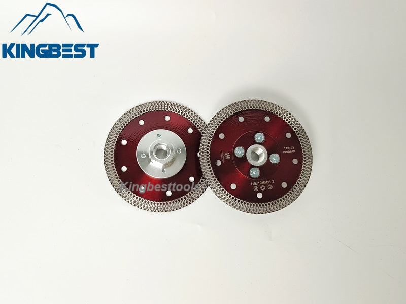 Red Diamond Cutting Blades with Flange for Marble Ceramic Turbo Saw Blade for Porcelain Sintered Stone Dekton Tile Cutting Disc