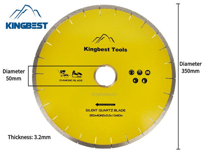 Diamond Big Saw Blades CNC Cutting Blades Stone Blades Standard and Silent Big Cutting Discs for Porcelain/Sintered Stone/Dekton/Marble/Granite/Quartz 14inch 350mm