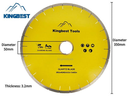 Diamond Big Saw Blades CNC Cutting Blades Stone Blades Standard and Silent Big Cutting Discs for Porcelain/Sintered Stone/Dekton/Marble/Granite/Quartz 14inch 350mm