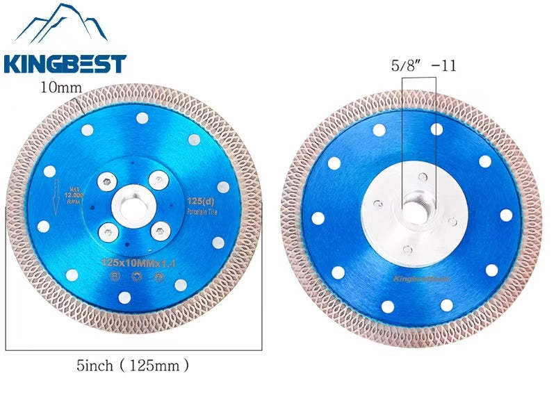 Blue Diamond Cutting Blades with Flange for Marble Ceramic Turbo Saw Blade for Porcelain Sintered Stone Dekton Tile Cutting Disc