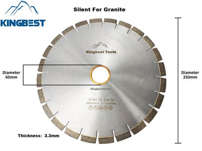 Diamond Big Saw Blades CNC Cutting Blades Stone Blades Standard and Silent Big Cutting Discs for Porcelain/Sintered Stone/Dekton/Marble/Granite/Quartz 14inch 350mm