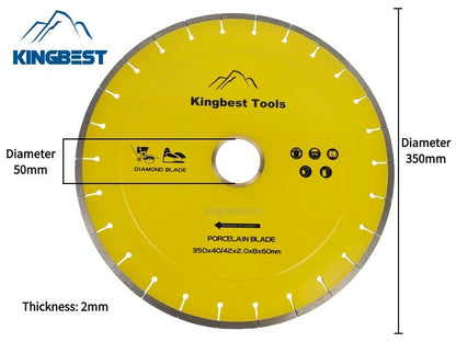 Diamond Big Saw Blades CNC Cutting Blades Stone Blades Standard and Silent Big Cutting Discs for Porcelain/Sintered Stone/Dekton/Marble/Granite/Quartz 14inch 350mm