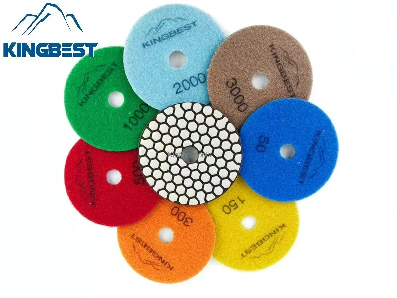 7pcs Dry Polishing Pads for Granite Marble Quartzite and Other Surface Polishing 100mm (3 sets a pack) - Free Shipping