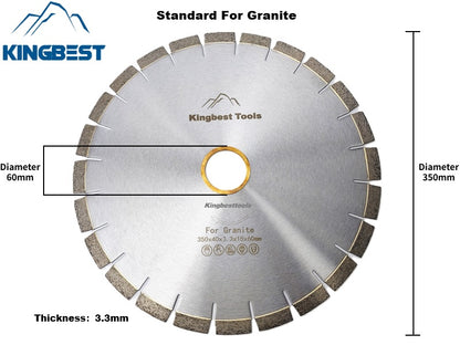 Diamond Big Saw Blades CNC Cutting Blades Stone Blades Standard and Silent Big Cutting Discs for Porcelain/Sintered Stone/Dekton/Marble/Granite/Quartz 14inch 350mm