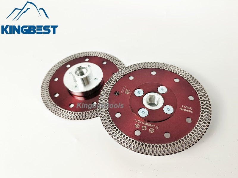 Red Diamond Cutting Blades with Flange for Marble Ceramic Turbo Saw Blade for Porcelain Sintered Stone Dekton Tile Cutting Disc