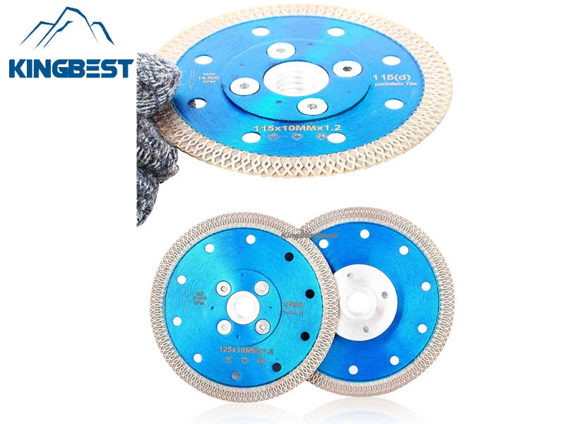 Blue Diamond Cutting Blades with Flange for Marble Ceramic Turbo Saw Blade for Porcelain Sintered Stone Dekton Tile Cutting Disc