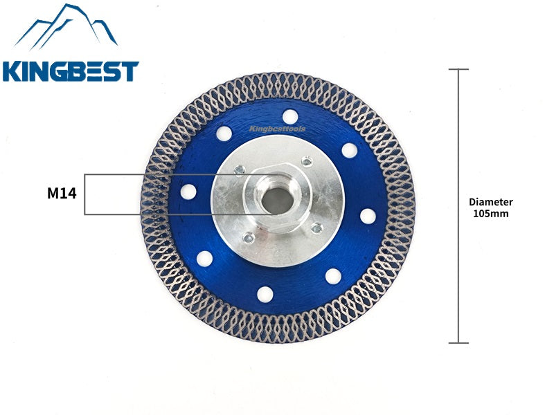 Blue Diamond Cutting Blades with Flange for Marble Ceramic Turbo Saw Blade for Porcelain Sintered Stone Dekton Tile Cutting Disc