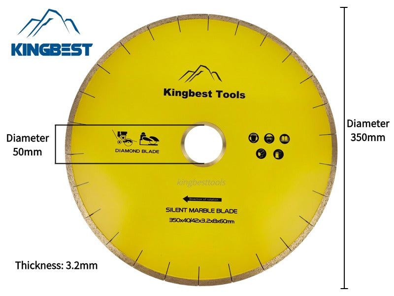 Diamond Big Saw Blades CNC Cutting Blades Stone Blades Standard and Silent Big Cutting Discs for Porcelain/Sintered Stone/Dekton/Marble/Granite/Quartz 14inch 350mm