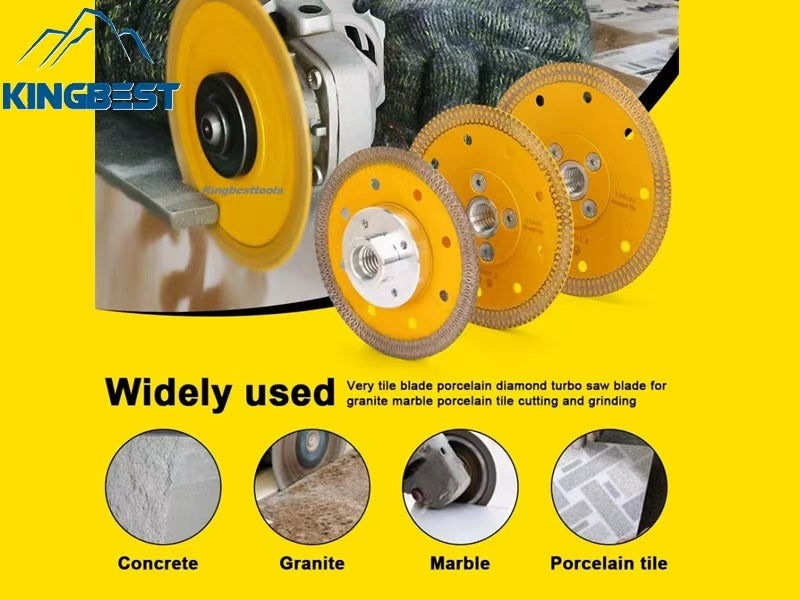 Yellow Diamond Cutting Blades with Flange for Marble Ceramic Turbo Saw Blade for Porcelain Sintered Stone Dekton Tile Cutting Disc