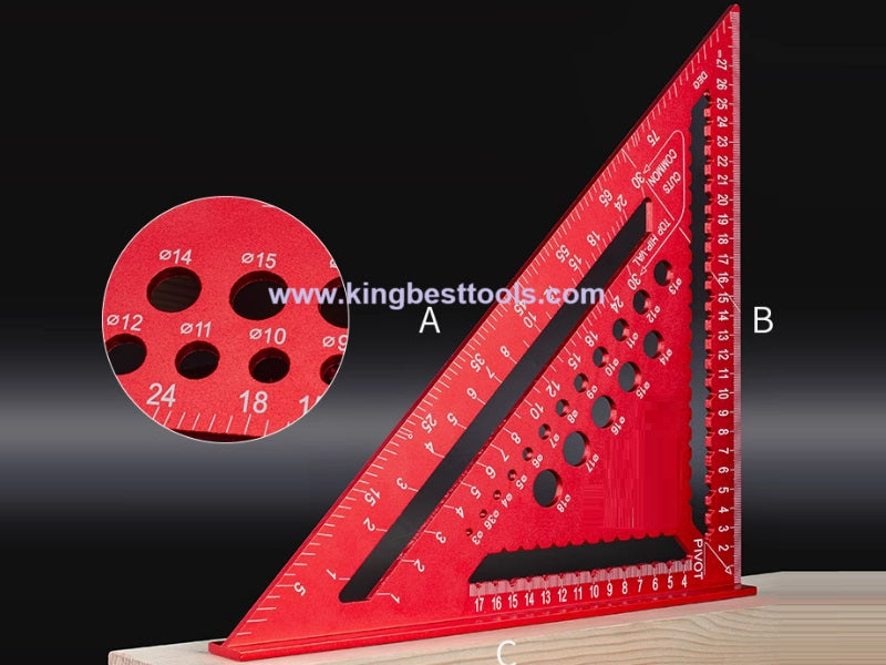 12inch Multifunctional Aluminum Triangle Ruler 90 Degree Right Angle Ruler 45 Degree Angle Ruler High Precision