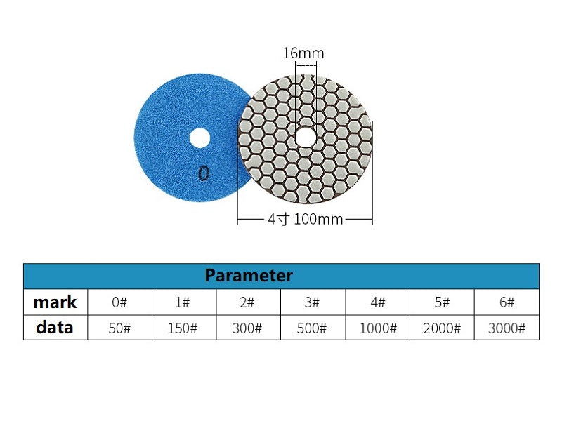 Dry Polishing Pads 100mm (3 sets a pack) - Free Shipping